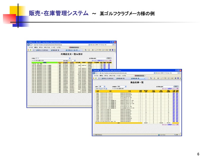 販売・在庫管理システム　～某ゴルフメーカ様の例
